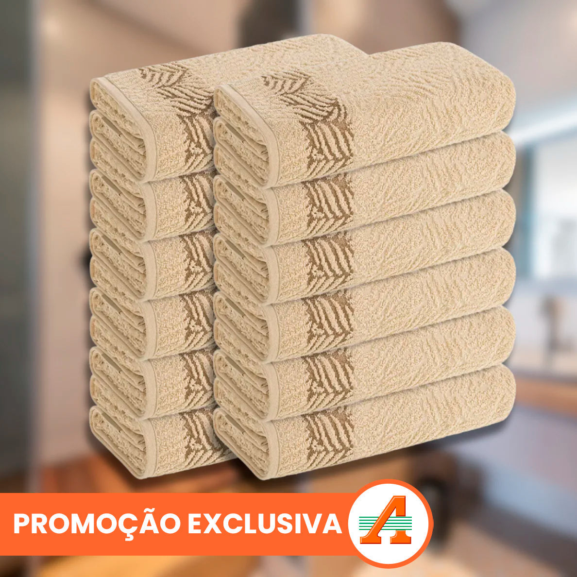 PAGUE 6 LEVE 12: Kit com 12 Toalhas Karsten Banhão Grossa - 100% Algodão