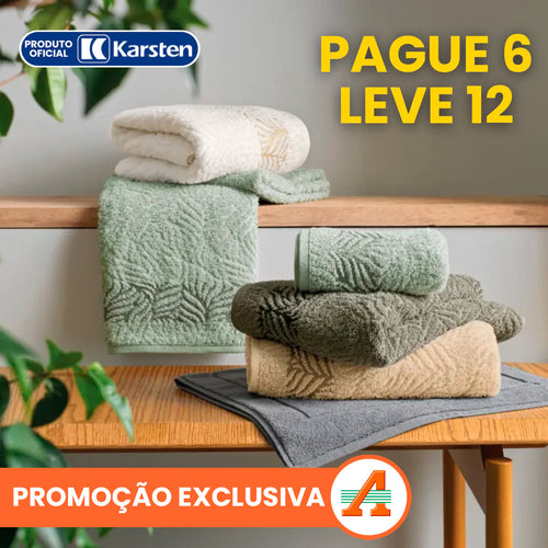 PAGUE 6 LEVE 12: Kit com 12 Toalhas Karsten Banhão Grossa - 100% Algodão
