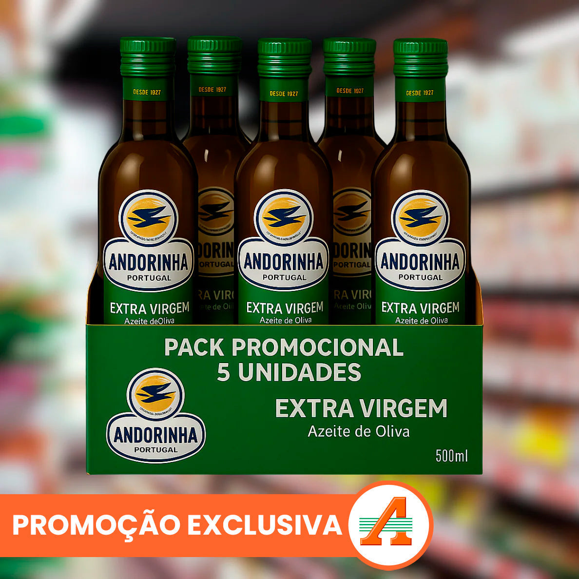 Kit 5 Azeites de Oliva Andorinha Extra Virgem 500ml - PACK PROMOCIONAL